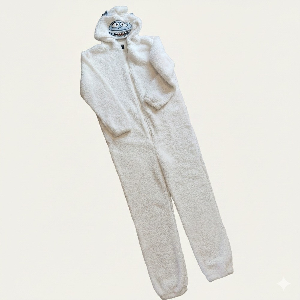 Bluenotes White abominable Monster Hooded Onesie Pajamas Sleepsuit L G